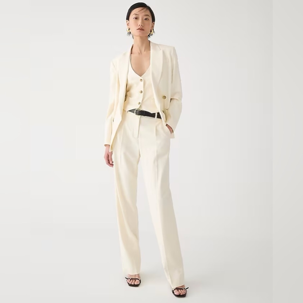 NWT J. Crew Relaxed Double-Breasted Blazer City Twill in Soft Ivory - Picture 10 of 13